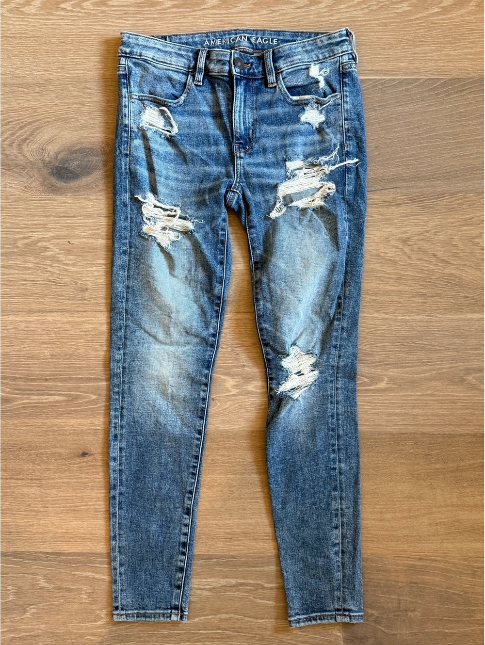 American Eagle Super Stretch Y2K vintage Distressed Skinny Jeans Size 6 Regular